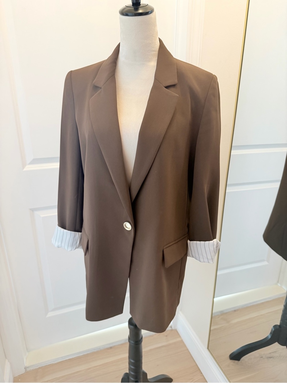 ZARA OVERSIZED BLAZER BROWN MEDIUM